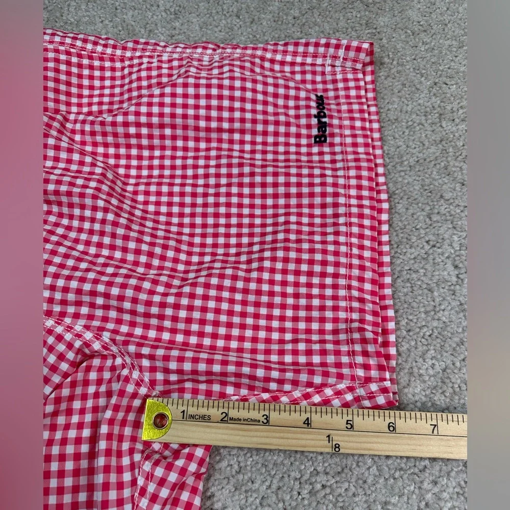 Barbour Men’s M Swim Trunks Shorts Gingham Check Reddish Pink White Beach Pool - Picture 9 of 9